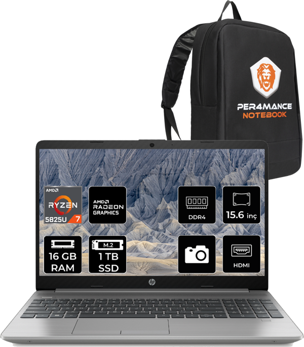 HP 255 G9 R7-5825U 16GB 1TB SSD 15.6'' FHD FDOS 6Q8N3ES & ÇANTA - Image 1