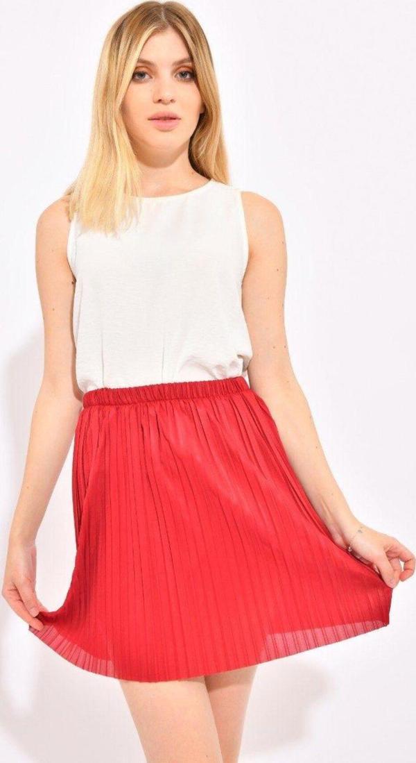 Borcka Tekstil Kırmızı Pileli Etek - Image 1