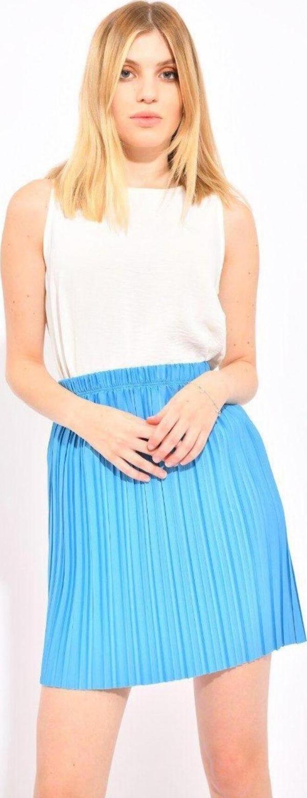 Borcka Tekstil Mavi Pileli Etek - Image 1