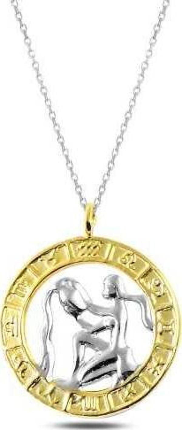 ​925 Ayar Gümüş Gold Kova Burcu Gümüş Kolye - Image 1