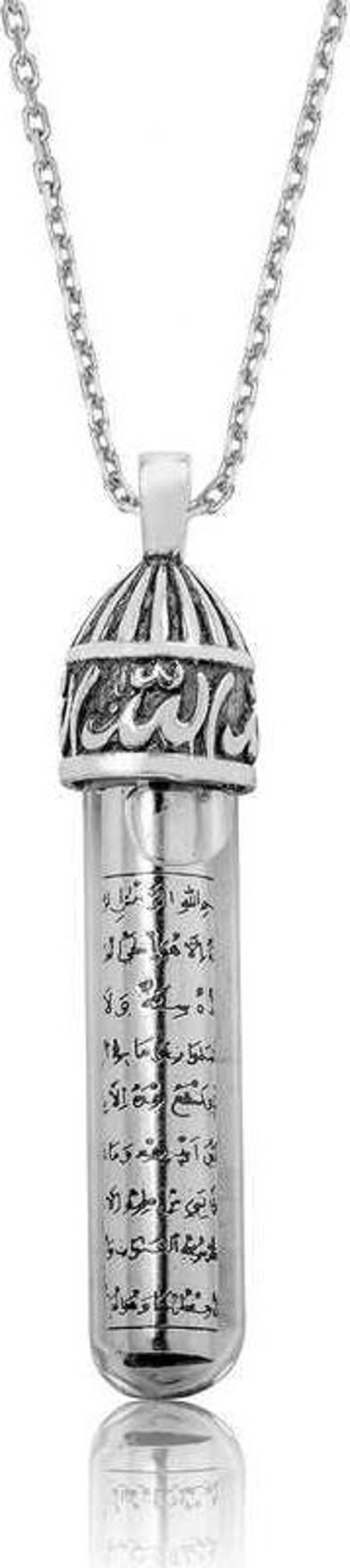 925 Ayar Gümüş Allah Cevşen Dualı Gümüş Kolye - Image 1