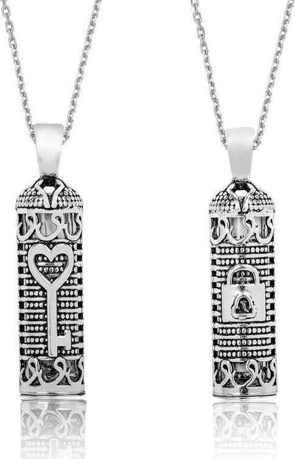 925 Ayar Gümüş Anahtar Cevşen Dualı Silindir Gümüş Kolye - Image 1