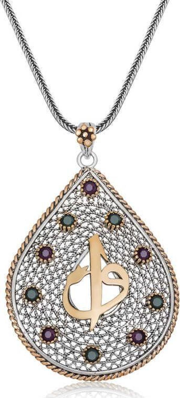 925 Ayar Gümüş Elif Vav Otantik Bayan Gümüş Kolye - Image 1