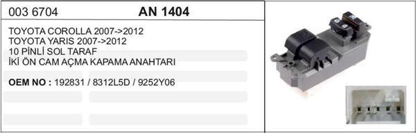 CAM KALDIRMA ANAHTARI TOYOTA COROLLA 2007-2012  IKI - Image 1