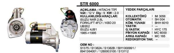 MARŞ MOTORU 9 DİŞ 12V ISUZU NKR FORKLİFT 4FC1-KBD 20 UBS52 PEUGEOT PREMIER  HITACHI TİP - Image 1