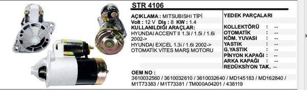 MARŞ MOTORU 8DİŞ 12V HYUNDAI ACCENT/ELANTRA OTOM.VİTES  MITSUBISHI TİP - Image 1