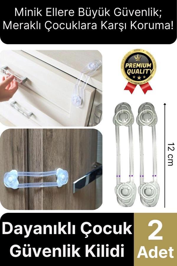 Çok Amaçlı Ayarlanır Çekmece Dolap Kapağı Koruma Aparatı Çocuk Bebek Güvenlik Kilidi 2 Adet 12 Cm - Image 1