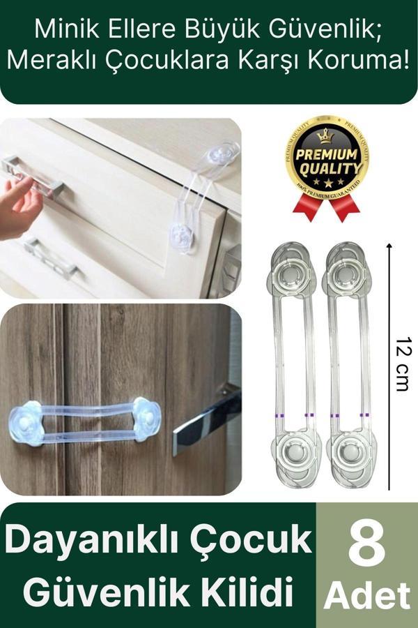 Özel Üretim Ayarlanır Çekmece Dolap Kapağı Koruma Aparatı Bebek Çocuk Güvenlik Kilidi 8 Adet 12 Cm - Image 1
