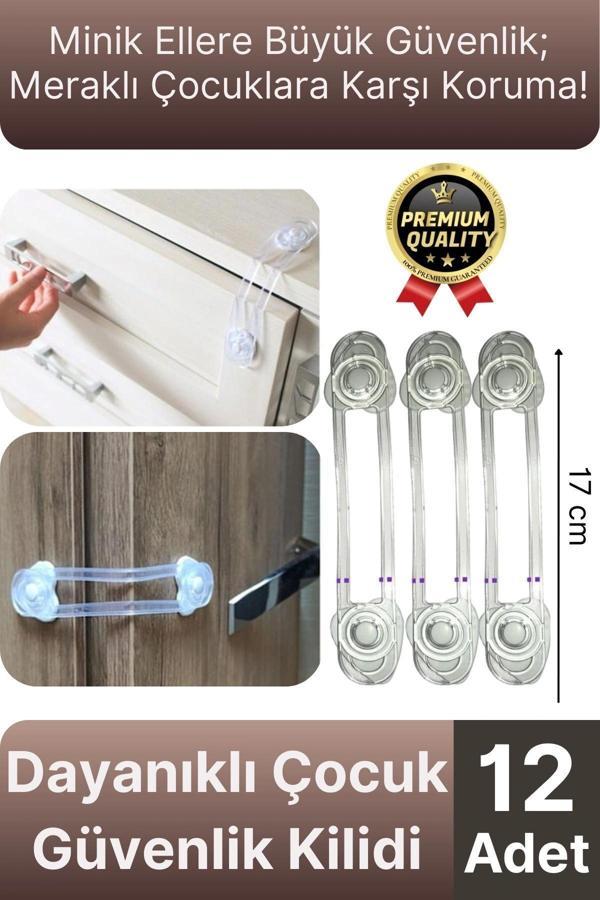 Yeni Ayarlanabilir Dolap Çekmece Kapağı Koruma Aparatı Çocuk Bebek Güvenlik Kilidi 12 Adet 17 Cm - Image 1