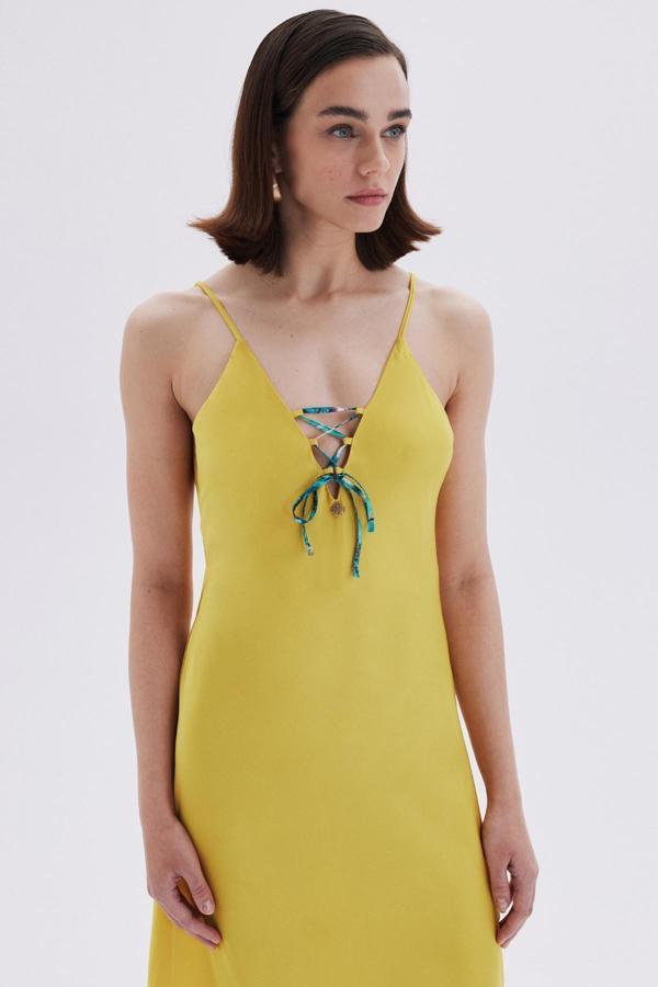 Monet's Bond Hardal Askılı Uzun Saten Gecelik - Image 1