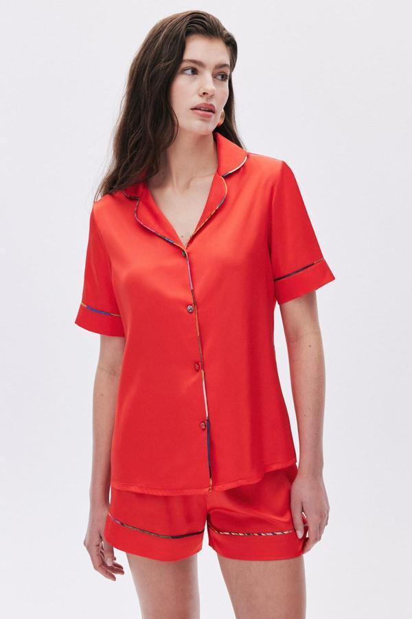 Colorex Nar Çiçeği Kısa Saten Pijama Takımı - Image 1