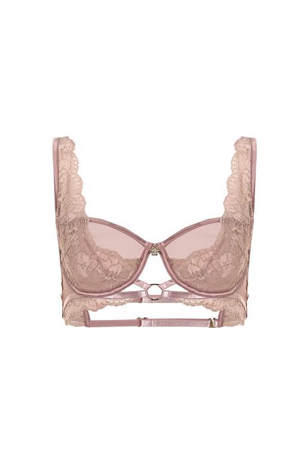 Desarae Gül Kurusu Dantelli Tül Balconette Sütyen - Image 1