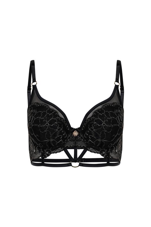 Karlotta Siyah Dantelli Push Up Sütyen - Image 1