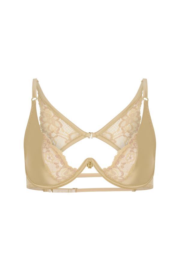 Le Passe Ten Tek Balenli Dantel Detaylı Saten Balconette - Image 1