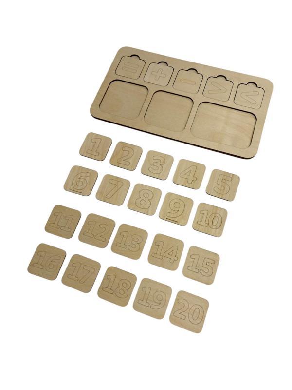 Toplama/Çıkarma ve Karşılaştırma, Matematik Öğrenme Seti, Ahşap İşlem Tahtası, Büyük Küçük Kavramı - Image 1