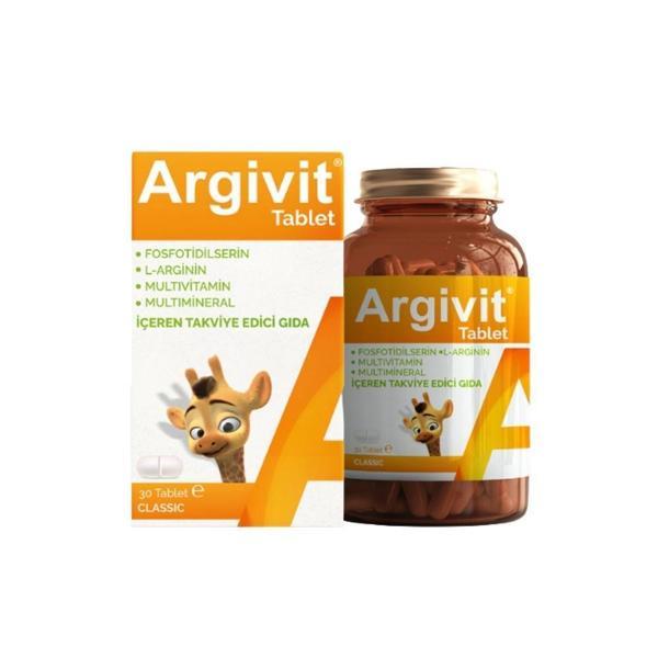 Argivit Classic Fosfodilserin, L-Arginin, Multivitamin Ve Multmineral Takviye Edici Gıda 30 Tablet - Image 1