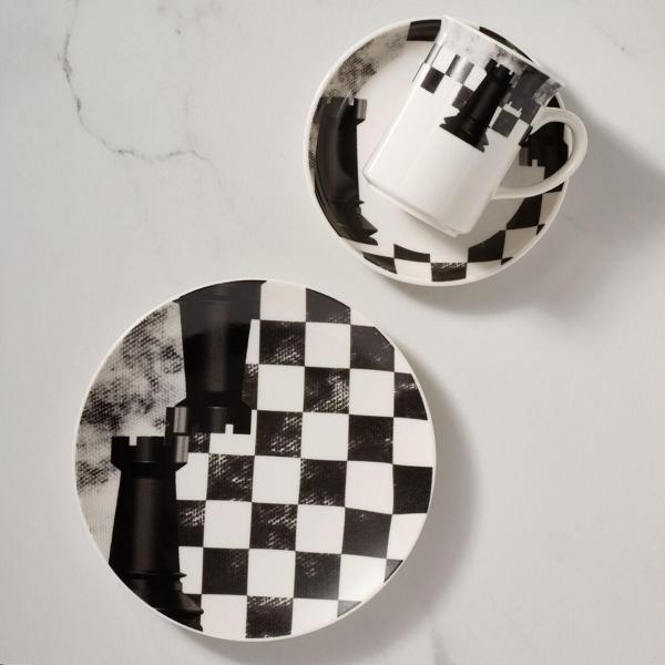 GÜRAL PORSELEN Camelia 3 Parça Çay Takımı Satranç Kale - Image 1