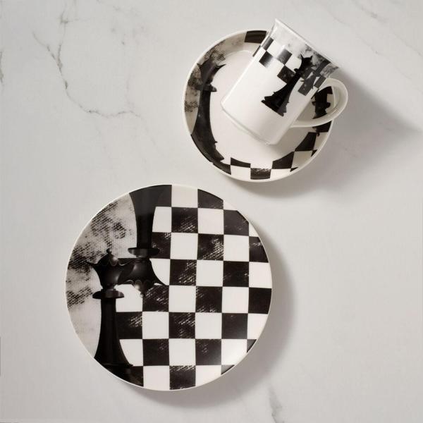 GÜRAL PORSELEN Camelia 3 Parça Çay Takımı Satranç Vezir - Image 1