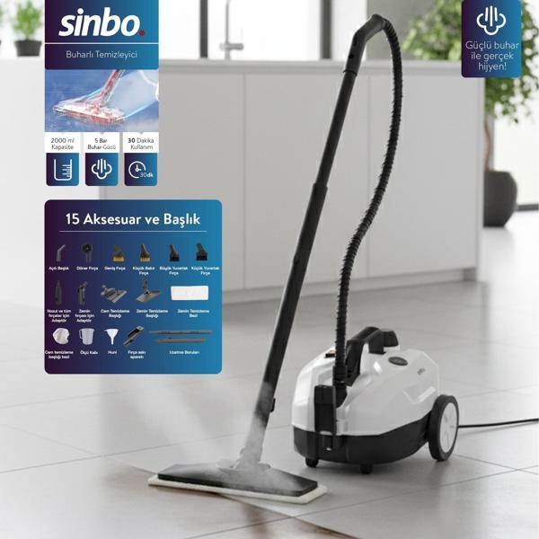 Sinbo 2000W 5 Bar Yüksek Basınçlı 2 Litre 15 Başlıklı 110°C Profesyonel Buharlı Temizleyici SSC-6418 - Image 1