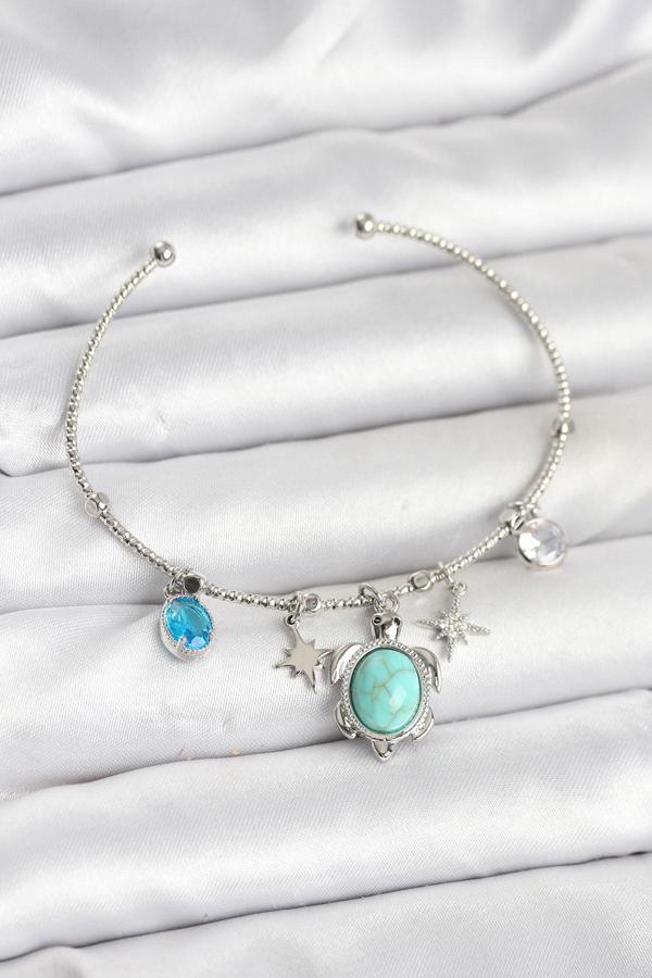 Caretta Caretta Charmlı Gümüş Renk Kadın Bileklik - EBJ251010W38206 - Image 1