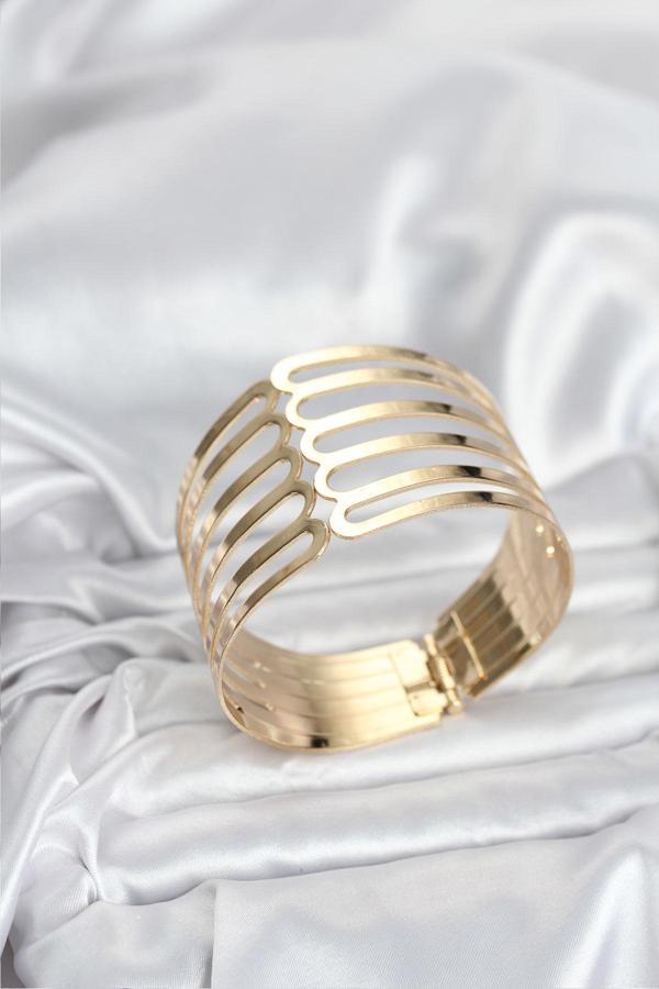 Gold Renk Pirinç Kaburga Model Kadın Bileklik - EBJ251025W38277 - Image 1