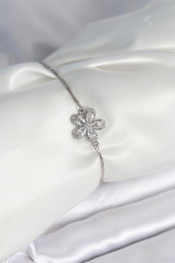 Çiçek Model Asansörlü Gümüş Renk Kadın Bileklik - EBJ251010W38149 - Image 1