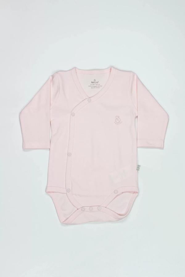 Bistyle Organik Natural Basic Style Kruvaze Uzun Kol Body Bs17102 Pembe - Image 1