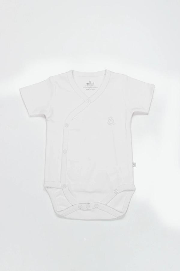 Bistyle Organik Natural Basic Style Kruvaze Yarım Kol Body Bs17101 Beyaz - Image 1