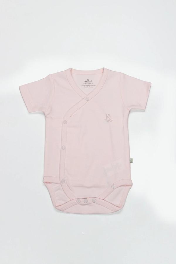 Bistyle Organik Natural Basic Style Kruvaze Yarım Kol Body Bs17101 Pembe - Image 1