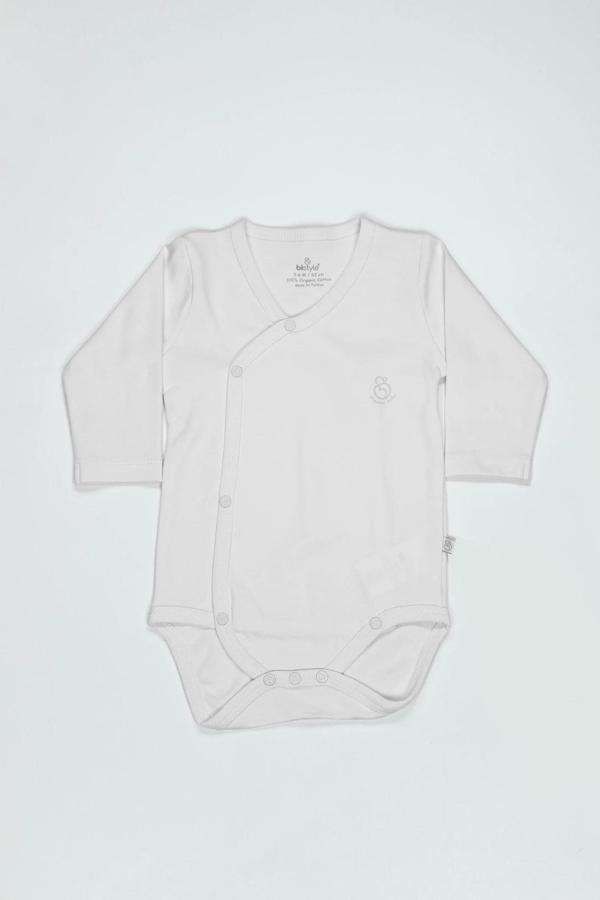 Bistyle Organik Natural Basic Style Kruvaze Uzun Kol Body Bs17102 Beyaz - Image 1