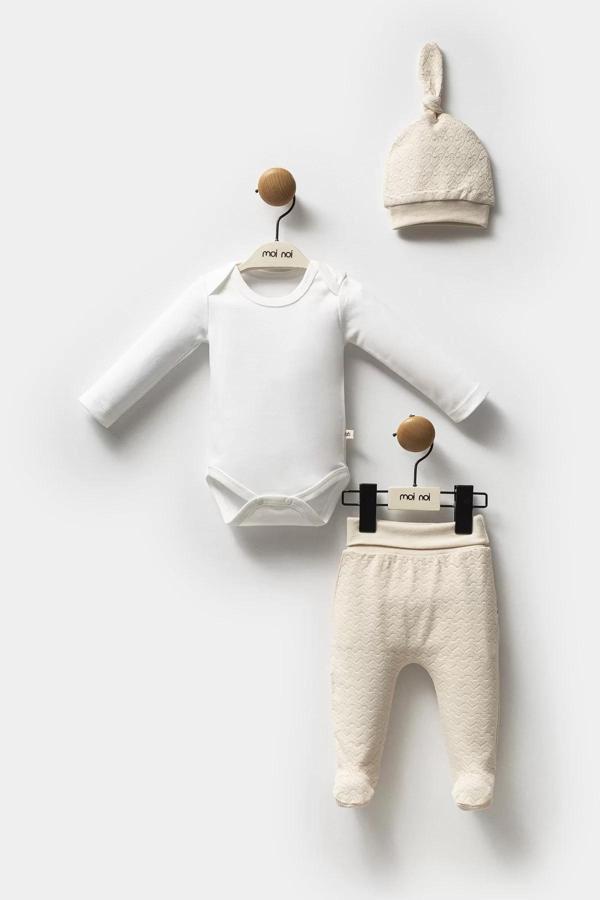 Moi Noi Şapkalı Badi Pantolon Takım Bej MNB5314 - Image 1