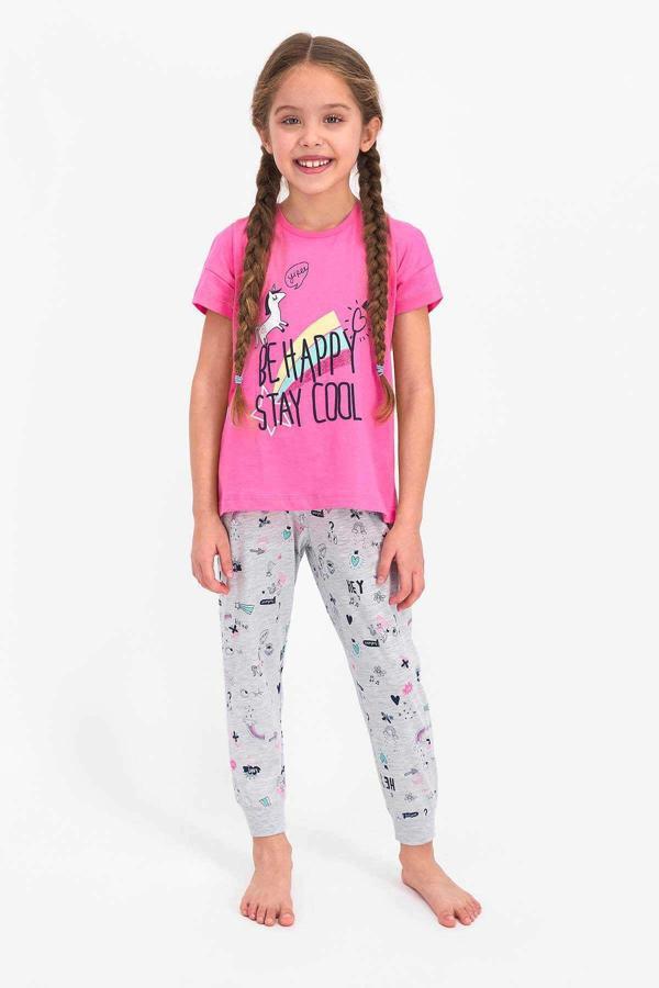 Roly Poly 2451 Kız Çocuk Be Happy Stay Cool Kısa Kol Pijama Takımı  - Image 1