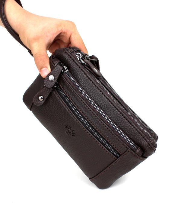 Erkek Siyah Çok Bölmeli Bileklik Kemerli El Bantlı Portföy Çanta El Çantası - Image 1