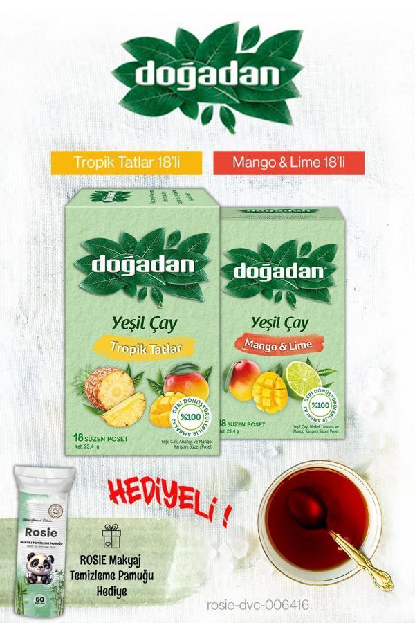 Doğadan Tropik Tatlar ve Yeşil Çay Mango Lime Poşet Çay ve Rosie Hediyeli - Image 1