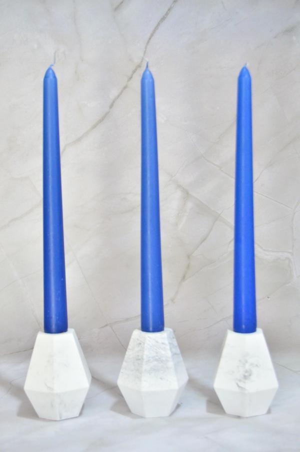 Düz Şamdan Mumu Gövde Boyalı Üçlü Mum 22 mm çap 250 mm Boy   - Image 1