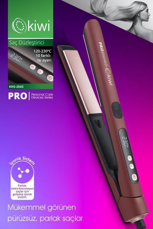 Kiwi KHS-2043 Saç Düzleştirici | İyonik, Seramik Plaka, 10 Kademe Sıcaklık - Image 1