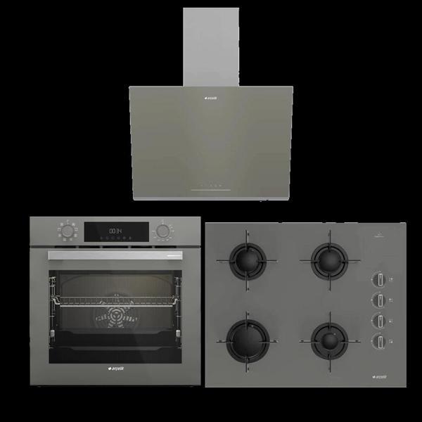 Arçelik Yeni Model Gri Üçlü Cam Ankastre Set - Image 1