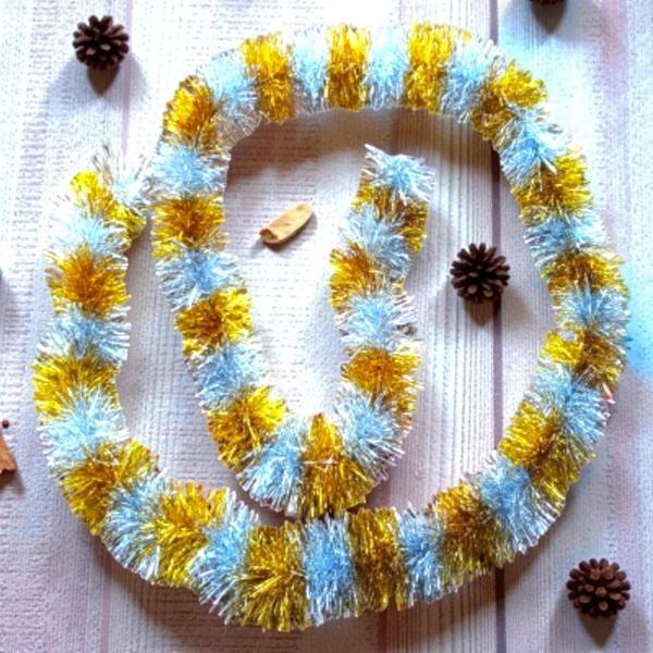 BOYUN SİMİ 2 METRE GÜMÜŞ GOLD YILBAŞI BOYUN SİMİ YUMUŞAK YILBAŞI SÜSLEMELERİ GARLAND - Image 1