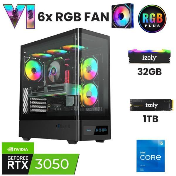 İzoly X6  i5 12400F 32GB DDR4 RAM 1TB Nvme M.2 SSD RTX3050 6GB Oyuncu Masaüstü Bilgisayarı - Image 1