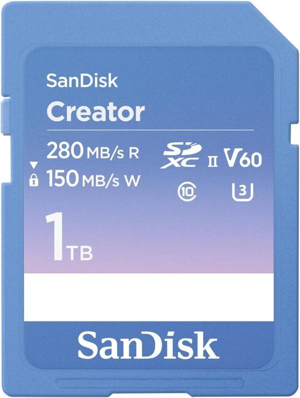 Sandisk Creator Sdxc Uhs-Ii 1 Tb Bellek Kartı, V60, 6K Ve 4K Uhd, Okuma Hızı, 280 Mb/S'Ye Kadar, Su  - Image 1