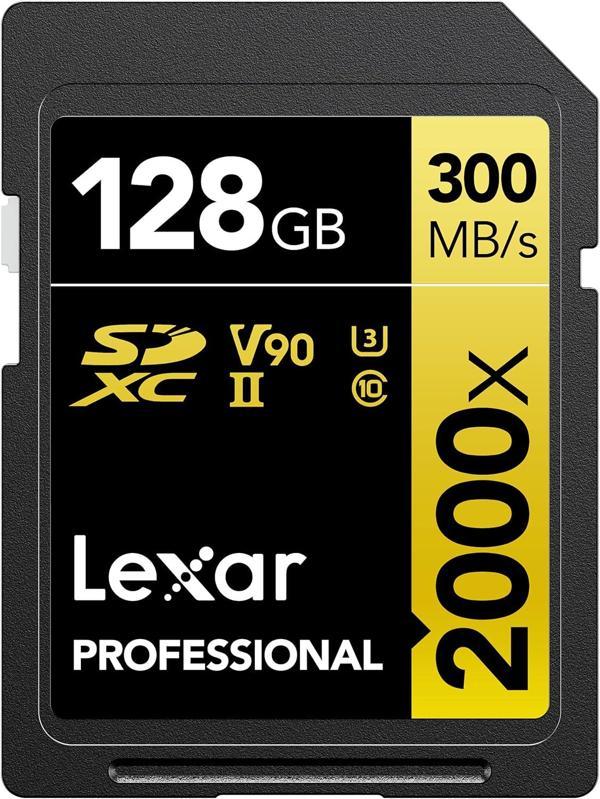 Lexar 128Gb Professional 2000X Sdhc Uhs-Ii Cards, Up To 300Mb/S Read 260Mb/S Write C10 V90 U3 - Image 1