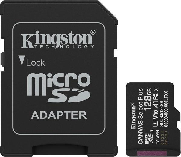128Gb Microsdxc Canvas Select Plus Gen3 150Mb/S A1 Card + Adapter - Image 1