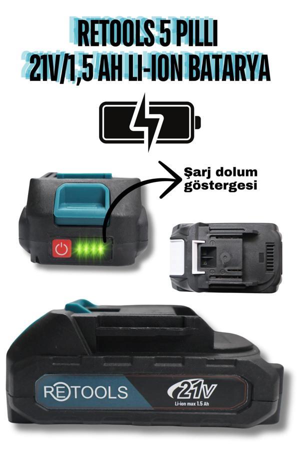 5 Pilli Li-ion Batarya 21V/1.5AH Mavi - Image 1