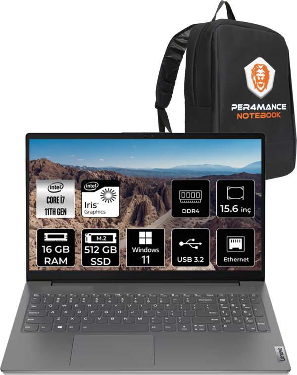 LENOVO V15 i7-1165G7 16GB 512GB SSD 15.6" FHD W11PRO Taşınabilir Bilgisayar 82KB00CDTX & ÇANTA - Image 1
