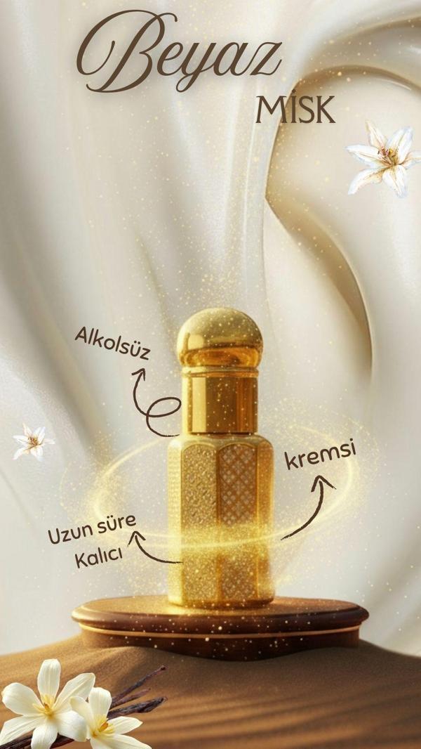 Beyaz Misk Kokusu 6 Ml Premium Esans Çubuklu Cam Şişesinde Hediyelik Ahşap Kutulu - Image 1