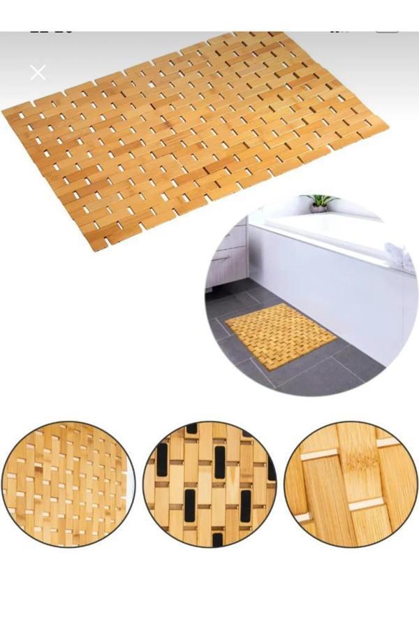 Bambu Banyo Paspası - Kaymaz Taban - Duş Paspası 40 x 60 cm  - Image 1