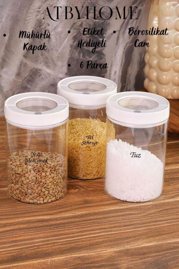 Lengo 3'lü 1200 ml Mühürlü Vakumlu Borosilikat Cam Erzak Saklama Kavanozu - Image 1