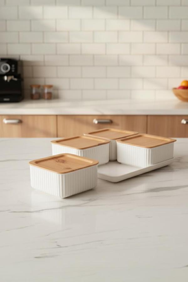 Atbyhome Valverdi - 4'lü 9 Parça Plastik Kahvaltılık Kahvaltı Seti Sunum Seti - Image 1