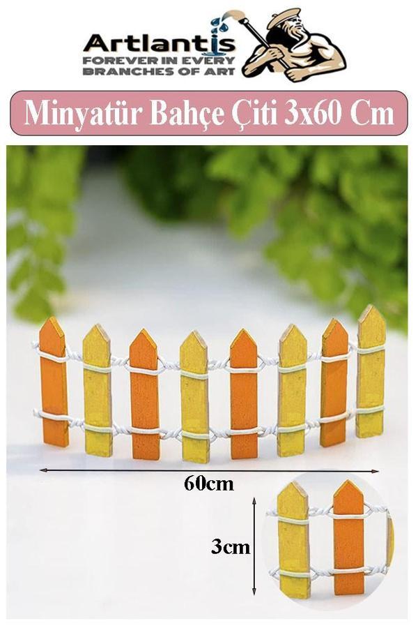 Minyatür Renkli Bahçe Çiti 3x60 cm 1 Adet Mini Bahçe Çit Teraryum Okul Proje Ev Çit Renkli Ahşap Çit - Image 1