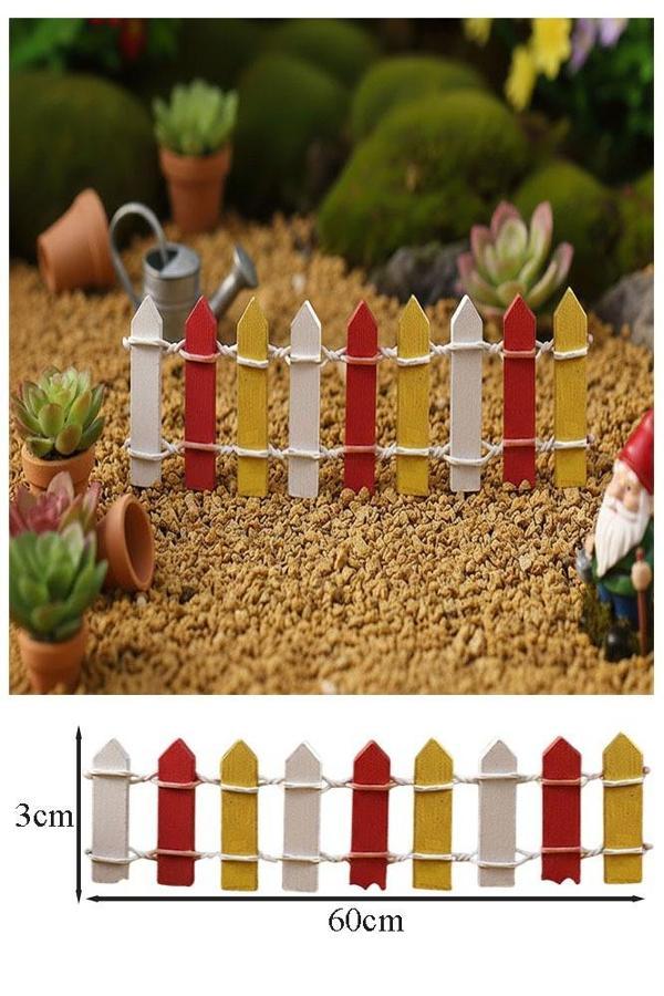 Mini Kırmızı Renkli Bahçe Çiti 1 Adet 3x60 cm Teraryum Okul Ev Proje Renkli Minyatür Çit Ahşap Dekor - Image 1